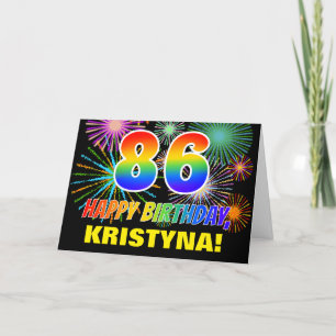 86. Geburtstag: Bold, Fun, Fireworks, Rainbow 86 Karte
