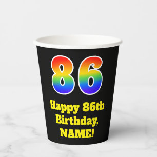86. Geburtstag: Farbenfroh, Spaß, Spannung, Regenb Pappbecher