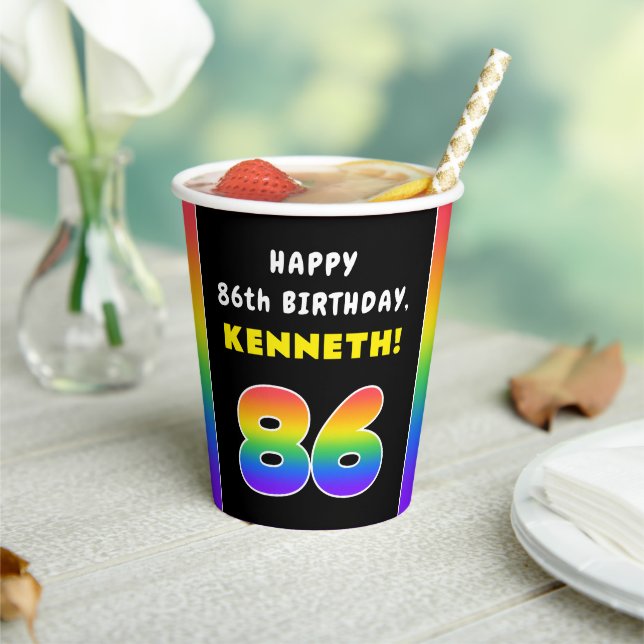 86. Geburtstag: Farbiger Regenbogen # 86, Individu Pappbecher (In Situ)