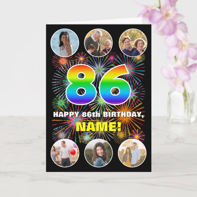 86. Geburtstag: Fun Rainbow #, Individuelle Name & Karte (Orchidee)