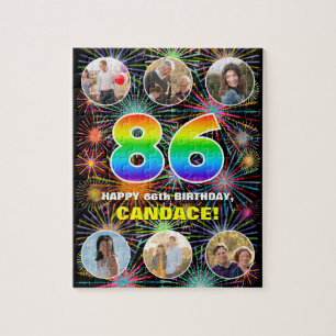 86. Geburtstag: Fun Rainbow #, Individuelle Name + Puzzle