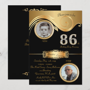 86.,Geburtstag Mann 86.,Deko der eleganten Kunst,  Einladung