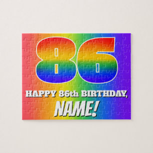 86. Geburtstag — mehrfarbiges Regenbogenmuster "86 Puzzle