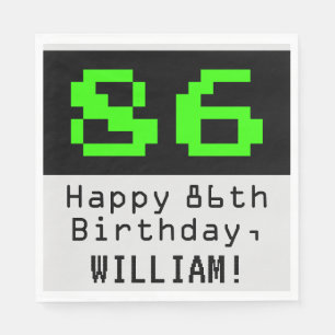 86. Geburtstag - Nerdy / Geeky Style "86" & Name Serviette