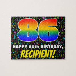 86. Geburtstag — Spaß, farbenfrohe Musiksymbole & Puzzle