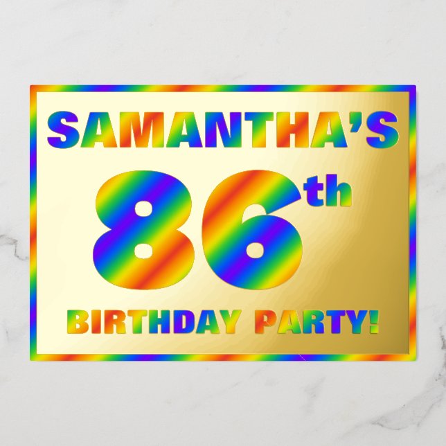 86. Geburtstagsparty — Spaß, Regenbogenspektrum "8 Folieneinladung (Vorderseite)