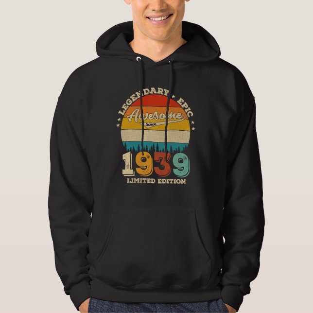 86 Jahre alt 1939 Retro Phantastisch 90. Geburtsta Hoodie (Vorderseite)