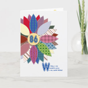 86 Jahre alt, geheftete Blume Geburtstag Karte