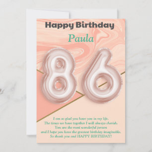 86-jährige Mädchen Happy Birthday Card