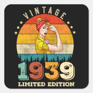 86-jähriger Tag 1939 Vintag 86. Geburtstagsfrauen Quadratischer Aufkleber