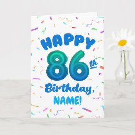 86th Balloon Number Custom Name Birthday Card Karte