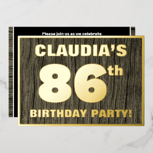 86th Birthday Party: Bold, Faux Wood Grain Pattern Folieneinladung