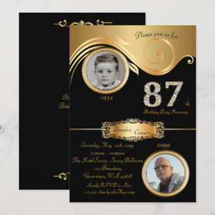 87.,Birthday Man 87., Deko, elegant, schwarz Einladung