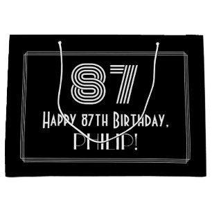 87. Geburtstag — Art Deco Inspiriert Look "87" & N Große Geschenktüte