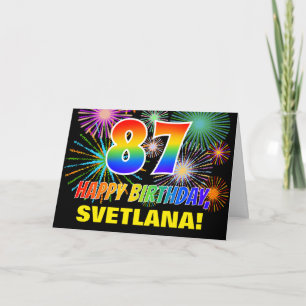 87. Geburtstag: Bold, Fun, Fireworks, Rainbow 87 Karte