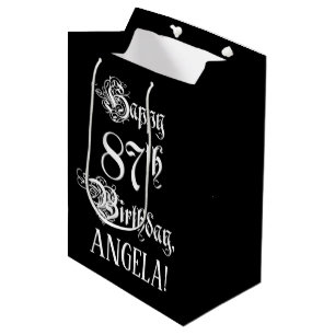 87. Geburtstag: Extravagant, elegant, Script + Ind Mittlere Geschenktüte