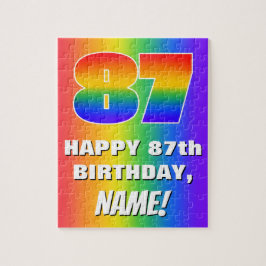 87. Geburtstag: Farbiges, lustiges Regenbogenmuste Puzzle