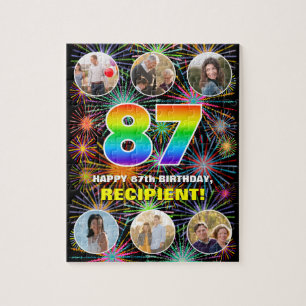87. Geburtstag: Fun Rainbow #, Individuelle Name + Puzzle