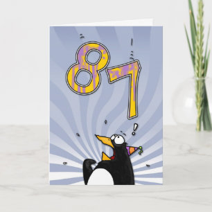87. Geburtstag - Pinguin-Überraschungs-Karte Karte