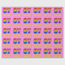 87. Geburtstag: Rosa Streifen & Herz, Regenbogen # Geschenkpapier