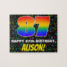87. Geburtstag — Spaß, bunte Musiksymbole & "87"