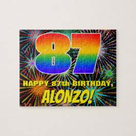 87. Geburtstag: Spaß, farbenfrohe feierliche Feuer Puzzle