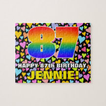 87. Geburtstag — Spaß, liebevolle Herzformen + "87