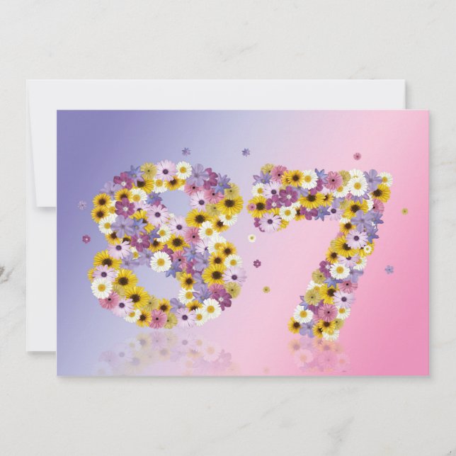 87. Geburtstagsfeier mit Blumenbriefen Einladung (Vorderseite)