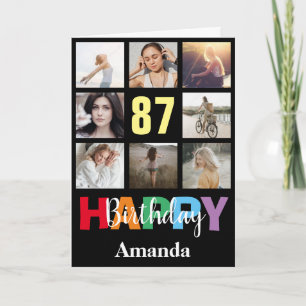 87. Happy Birthday Foto Collage Modern Black Karte