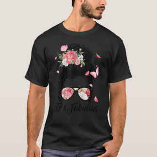 87 Jahre alt Fabulous Messy Bun Floral 87. Geburts T-Shirt