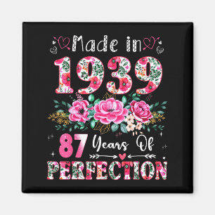 87 Jahre alt Hergestellt in 19&#; Floral 87. Gebu Magnet