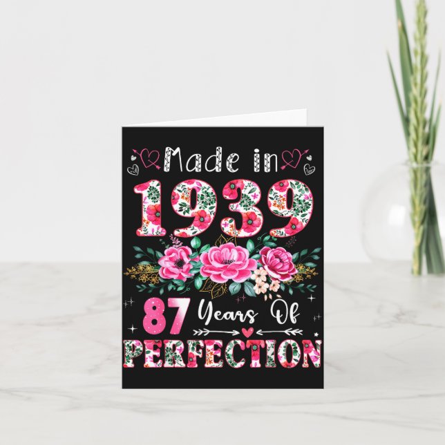 87 Year Old Made In 19&#  Floral 87th Birthday Wo Karte (Vorderseite)