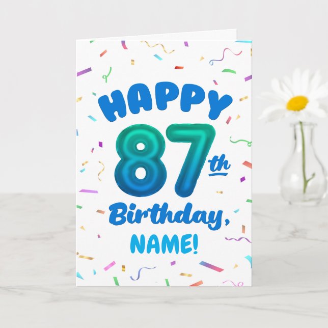 87th Balloon Number Custom Name Birthday Card Karte (Kleine Pflanze)