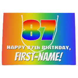 87th Birthday: Colorful, Fun Rainbow Pattern # 87 Große Geschenktüte