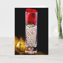 8868-C-Rote Rose mit Kreuzverzierung Feiertagskarte
