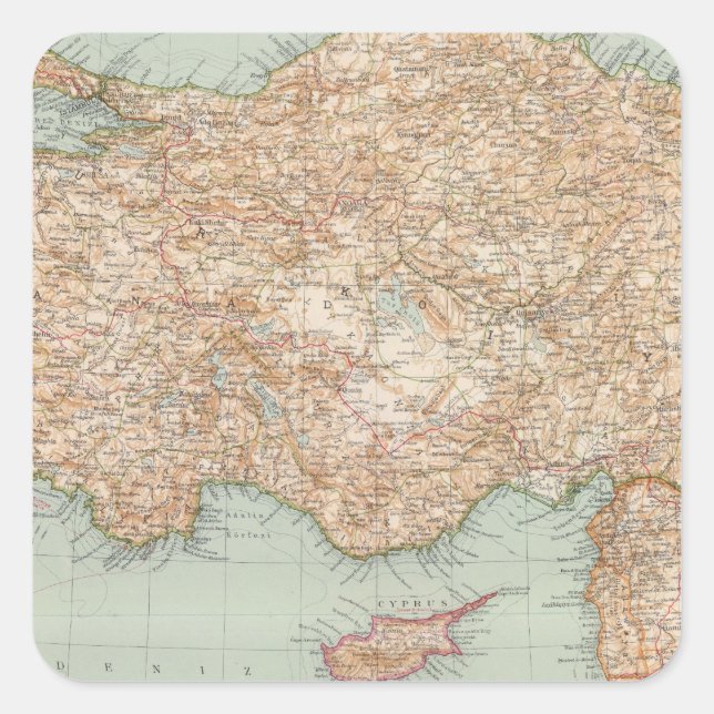 8889 Türkei, Syrien, Palästina Quadratischer Aufkleber (Vorderseite)