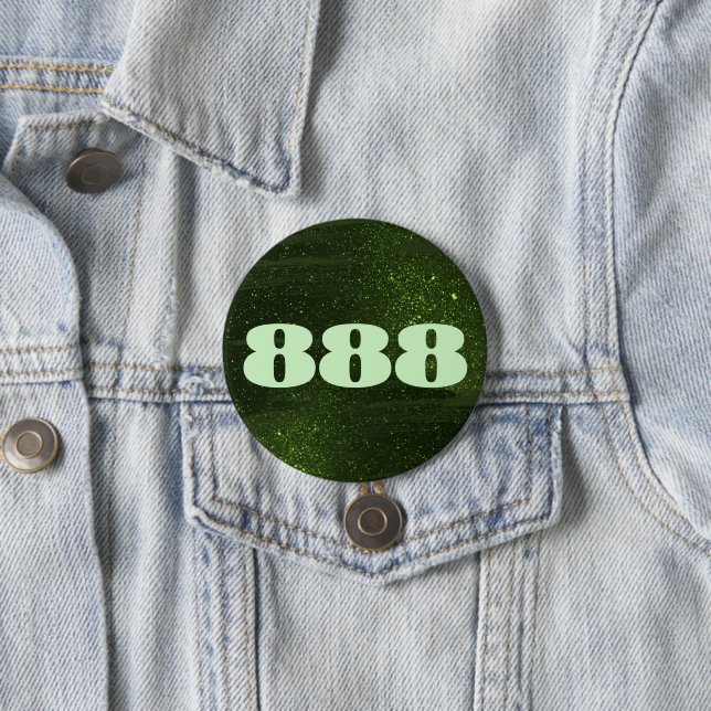 888 Manifestation der Zahl der grünen Glitzer Button (Beispiel)
