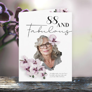 88 & Fantastische Orchideen-Foto-Geburtstagskarte Karte