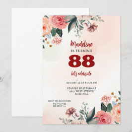 88. florale Pastellfarben eleganter Geburtstag Einladung