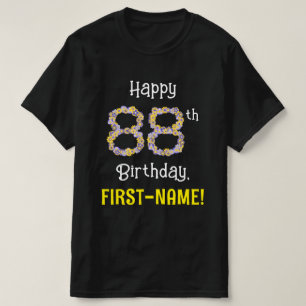88. Geburtstag: Blumennummer "88" + Name der Blume T-Shirt