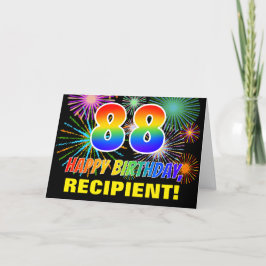 88. Geburtstag: Bold, Fun, Fireworks, Rainbow 88 Karte