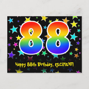 88. Geburtstag: Fun Stars Pattern, Regenbogen 88, Postkarte