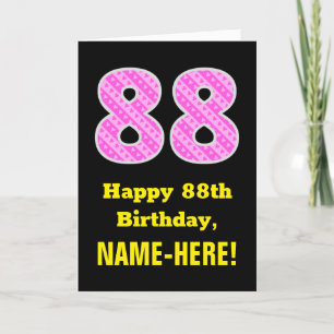 88. Geburtstag: Rosa Streifen und Herz "88" + Name Karte