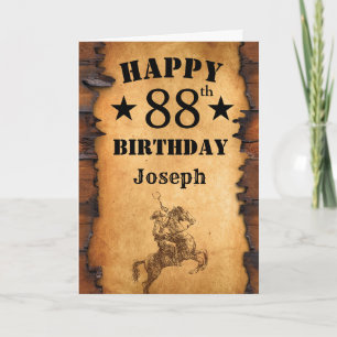 88. Geburtstag Rustikale Country Western Cowboy Pf Karte
