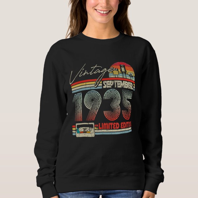 88. Geburtstag September 1935 Vintage Kassette Sweatshirt (Vorderseite)