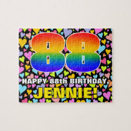 88. Geburtstag — Spaß, Liebende Herzformen + "88" Puzzle