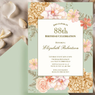 88. Geburtstagseinladung Herbstfarben Floral Sage Einladung