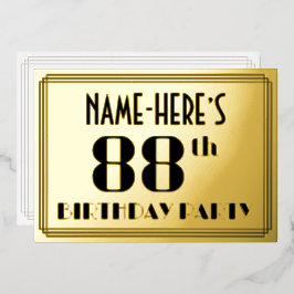88. Geburtstagsparty: Art Deco Look "88" und Name Folieneinladung