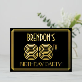 88. Geburtstagsparty — Art Deco Style "88" + Name Folieneinladung