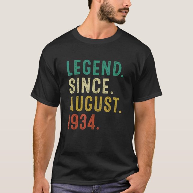 88 Jahre alte Legende seit August 1934 88. Geburts T-Shirt (Vorderseite)
